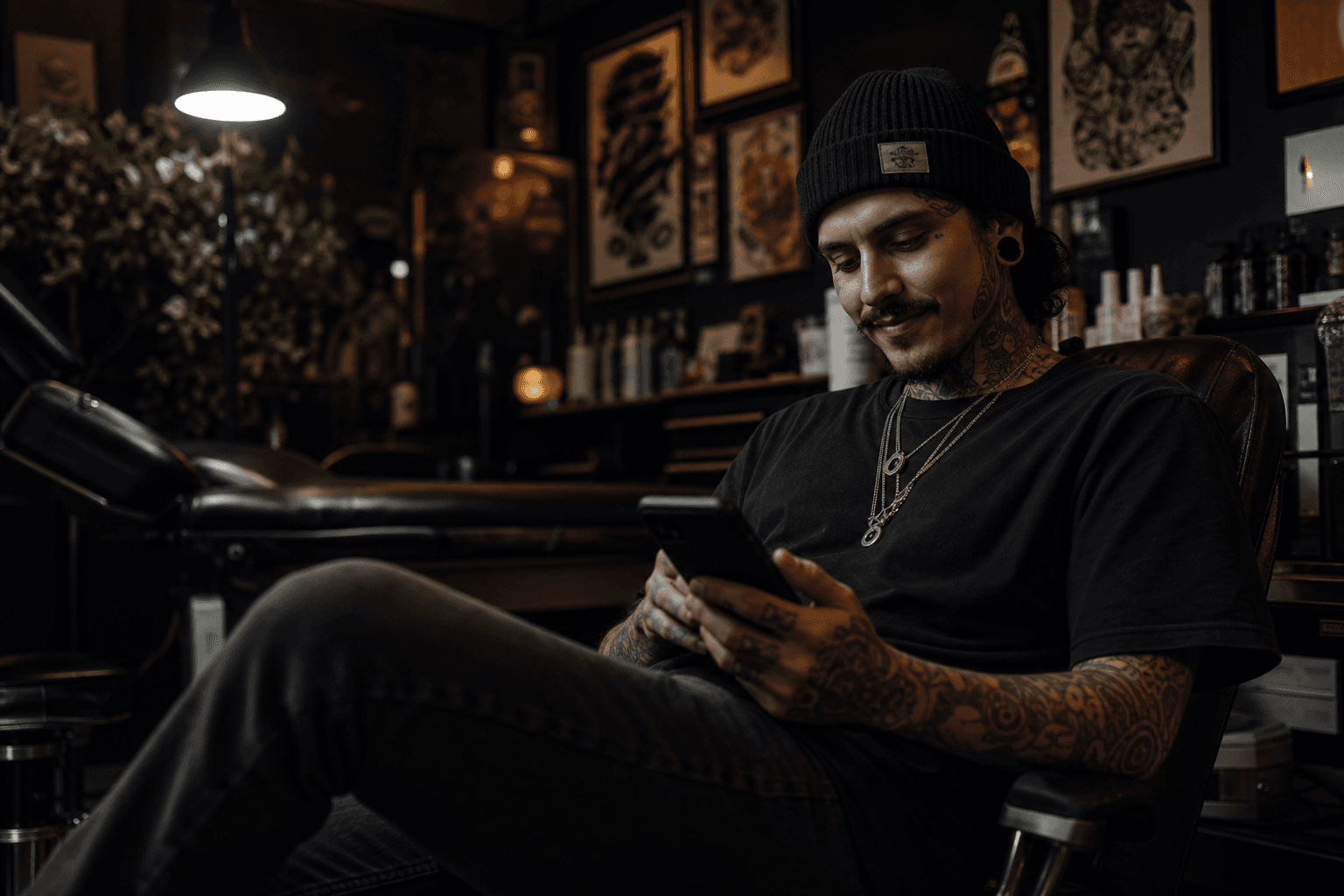 Tattoo artist checking bookings